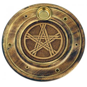 Pentagramm rund - Räucherstäbchen & Kegelhalter aus Holz